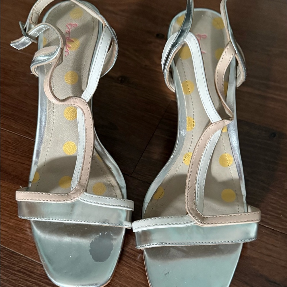 Boden Beige and Silver Strappy Sandals